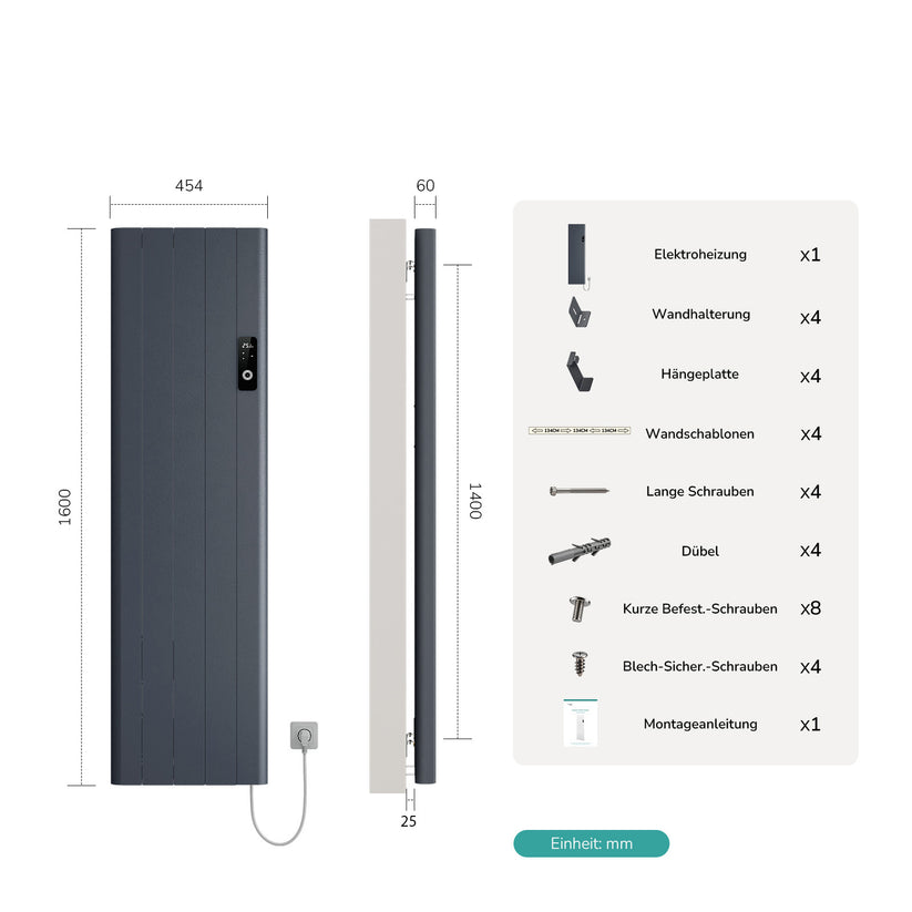 Elektroheizkörper Flatsim ERD - Anthrazit / 150 W - Bild 33