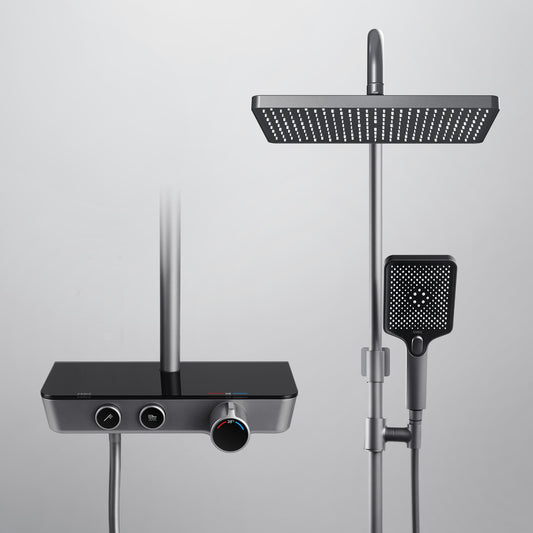 Duschsystem mit Thermostat, Glasablage & umschaltbarer Hand- und Kopfbrause