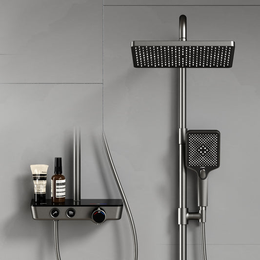Duschsystem mit Thermostat, Glasablage & umschaltbarer Hand- und Kopfbrause