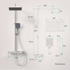 Duschsystem mit Thermostat, Regendusche & Glasablage