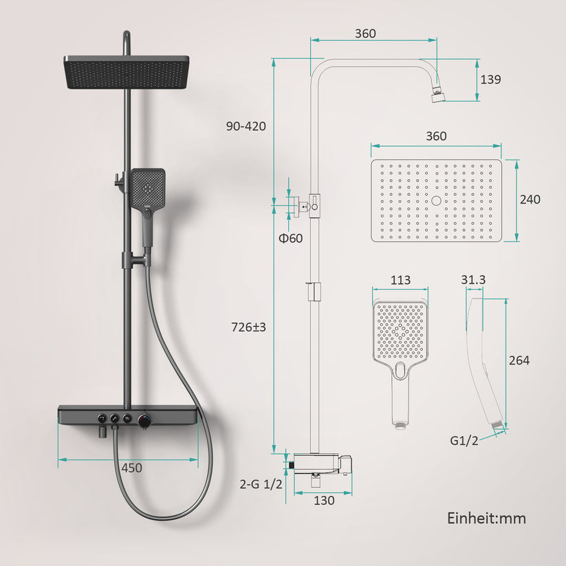 Duschsystem Orbflow F10 - Anthrazit - Bild 17