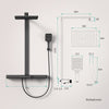 Duschsystem mit Thermostat, großer Glasablage & 3-strahliger Handbrause – Schwarz matt