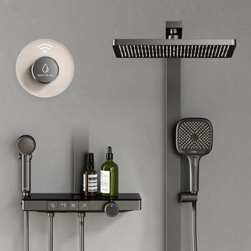 Duschsystem mit Thermostat, Kopfbrause & Handbrause – verstellbar & wassersparend