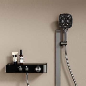 Duschsystem mit Thermostat, Handbrause mit 3 Strahlarten & Wannenumsteller