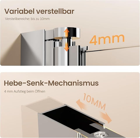 EMKE Duschkabine 80x70x185cm Eckeinstieg Falttür 180º Klappbar, 6mm ESG Glas