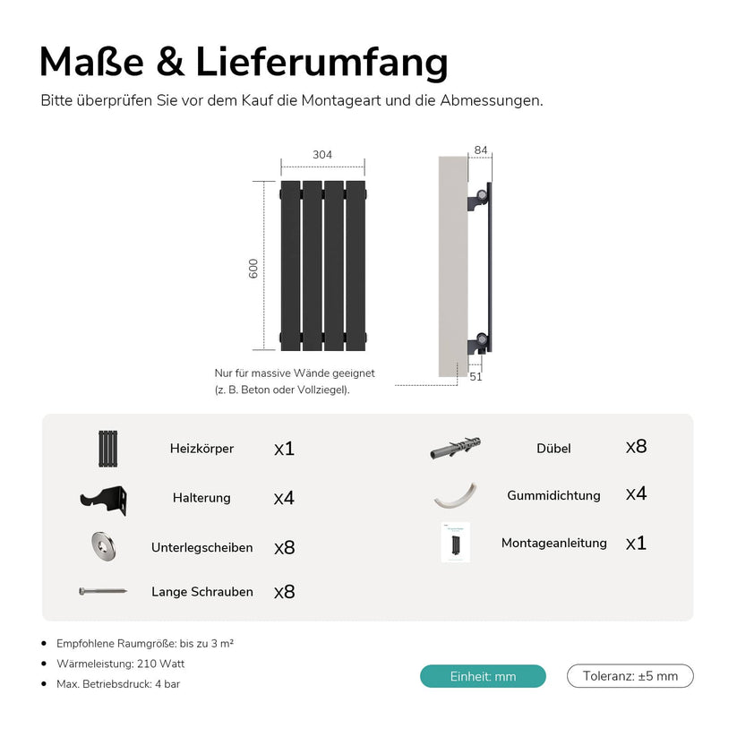 Heizkörper Flatrad FR Vertikal - Schwarz matt / 60 x 30 cm / Einlagig - Bild 77