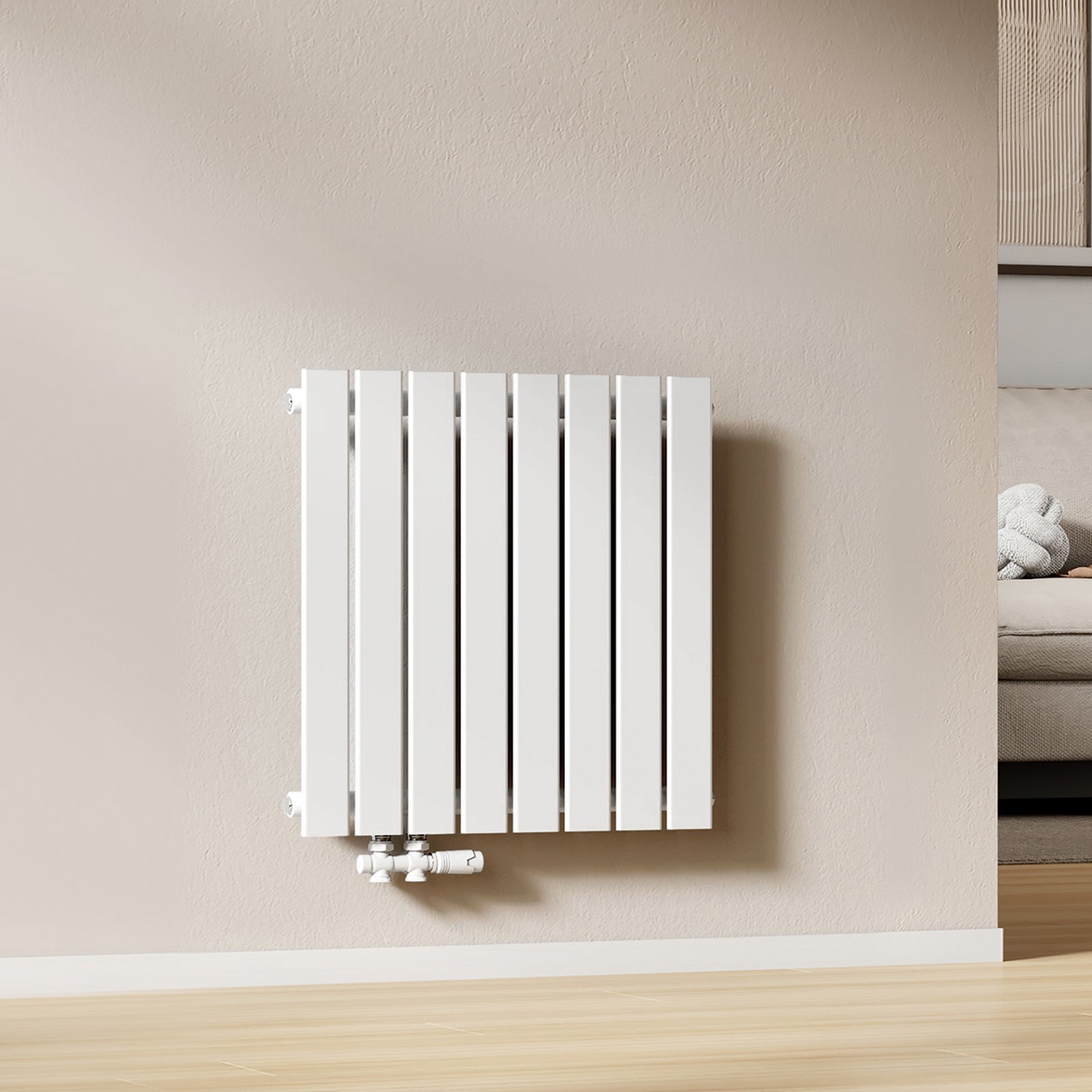 EMKE Flachheizkörper Horizontal Einlagig Seitenanschluss Wohnzimmer (Anthrazit/Weiß)