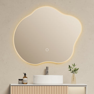LED-Badezimmerspiegel mit Anti-Beschlag, Touch-Steuerung & 3 Lichtfarben, rahmenloses Design