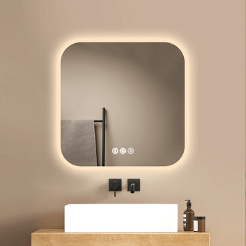 LED-Badezimmerspiegel mit 3 Lichtfarben & Memory-Funktion, rahmenloses Softcube-Design