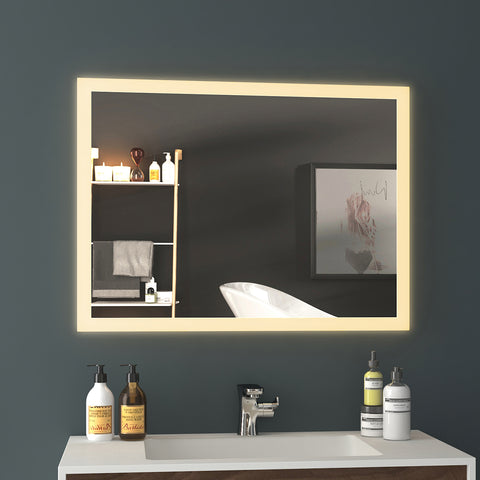 EMKE LED beleuchteter Badezimmerspiegel IP44 Badspiegel mit Beleuchtung  80 x 60 cm