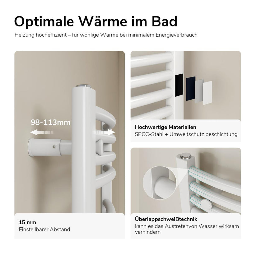 Handtuchheizkörper ArcWarm PCTR - Weiß / 140 x 60 cm - Bild 4