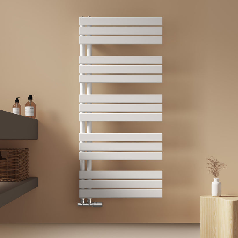 EMKE SFTR1 Heizkörper mit Handtuchhalter-Funktion - Weiß / 132 x 60 cm / Einlagig+Flachrohr - Bild 9