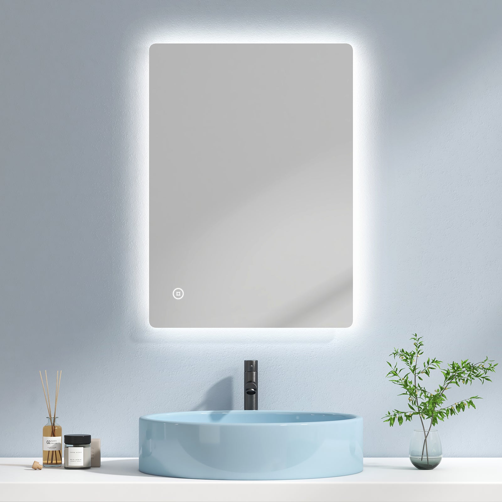 Echteckiger Badspiegel mit integrierter LED-Beleuchtung