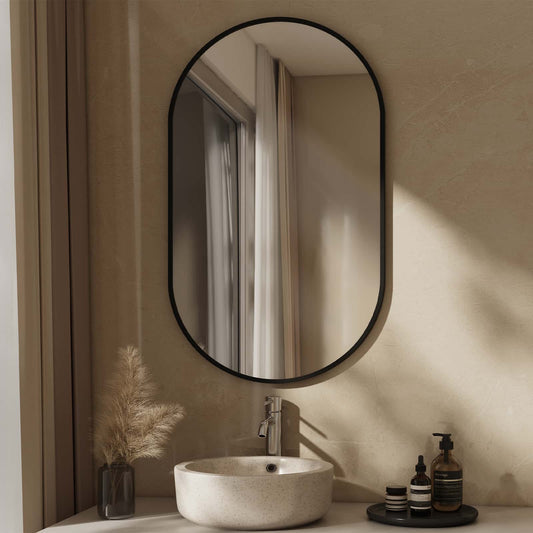 Ovaler Wandspiegel mit kupferfreiem Glas und Aluminiumrahmen