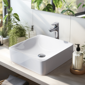 EMKE Aufsatzwaschtisch „CB08" weiß, B: 40/60 cm H: 12cm T: 40 cm