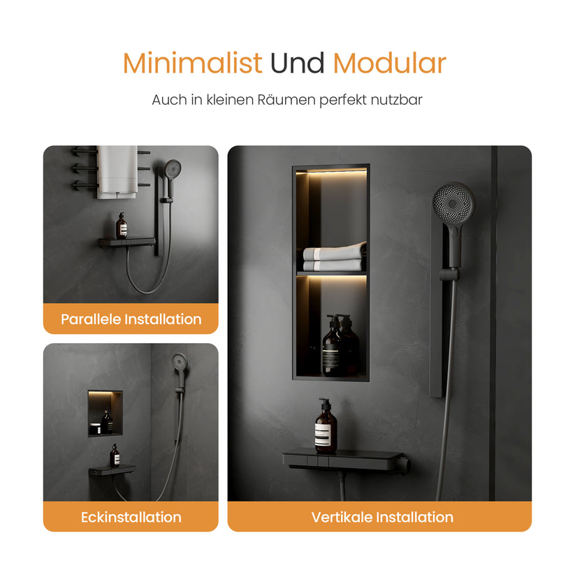 Thermostat‑Duschsystem mit Split‑Design & 3‑Strahl‑Handbrause – matt Anthrazit - Bild 5