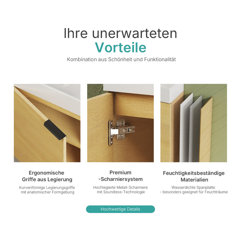Rechteckiger Badezimmerschrank BV1 - Natur-Eiche - Bild 5
