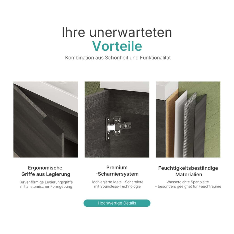 Rechteckiger Badezimmerschrank BV1 - Grau mit Holzoptik - Bild 17