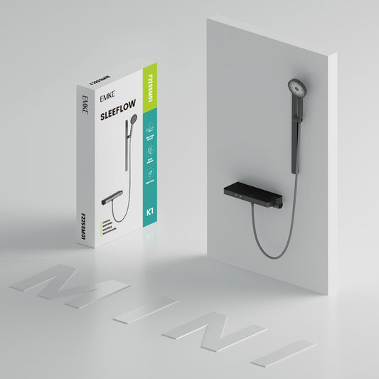Thermostat‑Duschsystem mit Split‑Design & 3‑Strahl‑Handbrause – matt Anthrazit