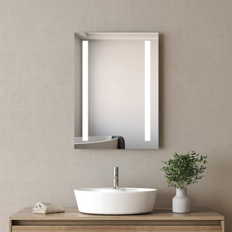 EMKE Badspiegel Kleiner LED Badspiegel mit Beleuchtung Badezimmerspiegel,  mit Touchschalter, 6500K Kaltweiß Licht