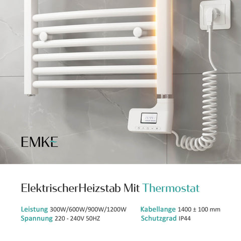 EMKE Heizstab 600W mit Thermostat und LCD