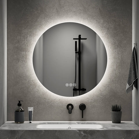 OLM03 Dekorativer Rahmenlosen Runder Badezimmerspiegel mit Beleuchtung I