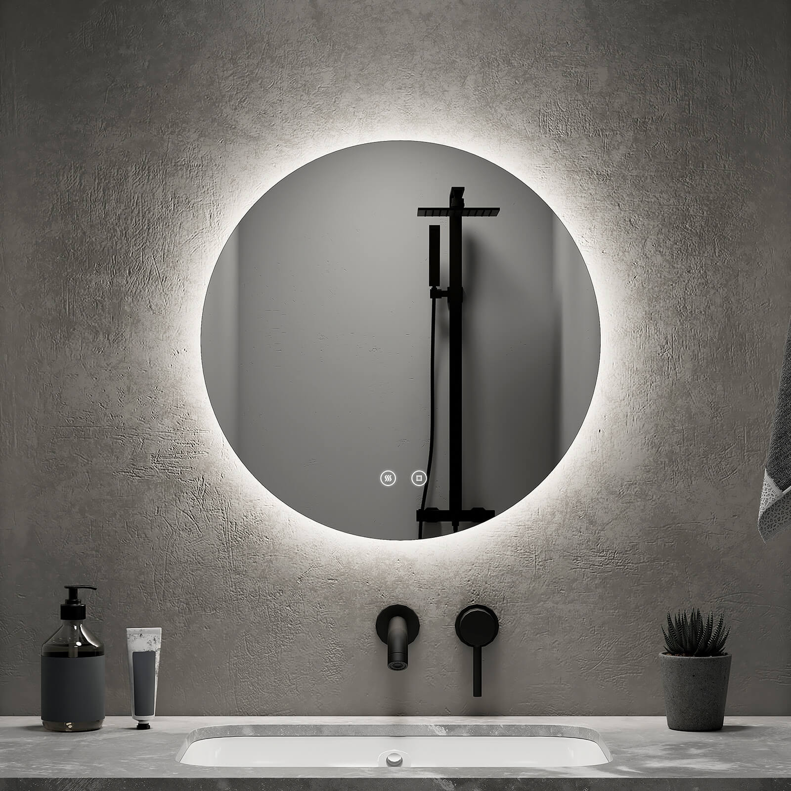 Runder LED-Badezimmerspiegel 91,4 Cm – Mit Anti-Beschlag, Touch-Bedienung & Hintergrundbeleuchtung