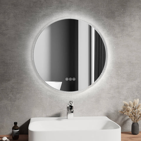 LM07 LED-Spiegel, Kleiner Badezimmerspiegel, Anti-Beschlag, Touch-Taste,  energiesparend
