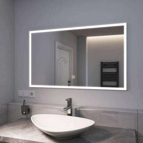 EMKE Badspiegel „LM12“ (Rechteckig, mit integrierter Beleuchtung, mit verschiedenen Funktionen verfügbar)