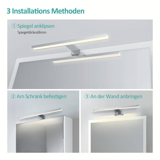 LED-Spiegelleuchte mit neutralweißem oder kaltweißem Licht, Wand- & Spiegelmontage möglich