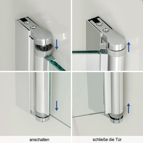 EMKE Dusche Eckeinstieg I Doppelt Falttür Mit Beidseitiger Nano-Beschichtung (Hoch 195m)