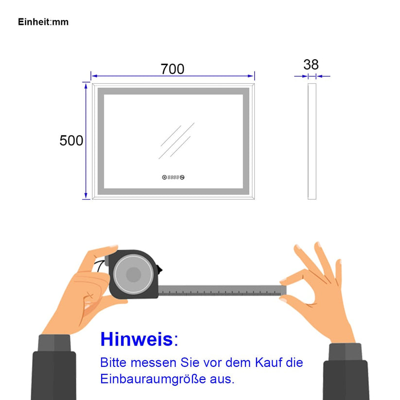 Badezimmerspiegel Frolite LM23 - 70 x 50 x 4 cm - Bild 14