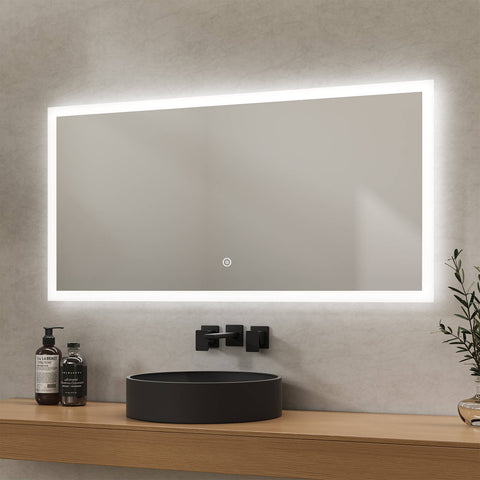 EMKE NLM03 LED-Badspiegel mit Touch-Schalter rechteckig, optional mit Anti-Beschlag