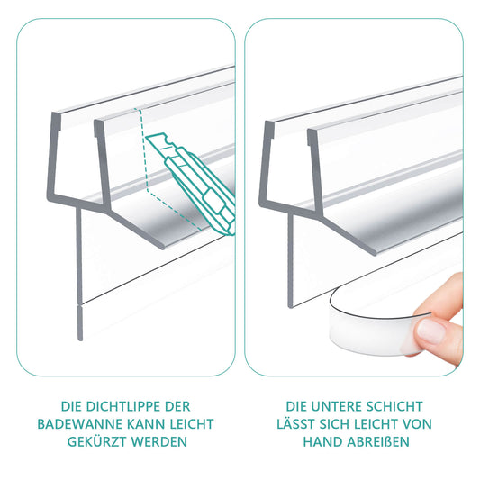 Duschdichtung mit Spritzwasserschutz, passend für 4–6 mm Glas