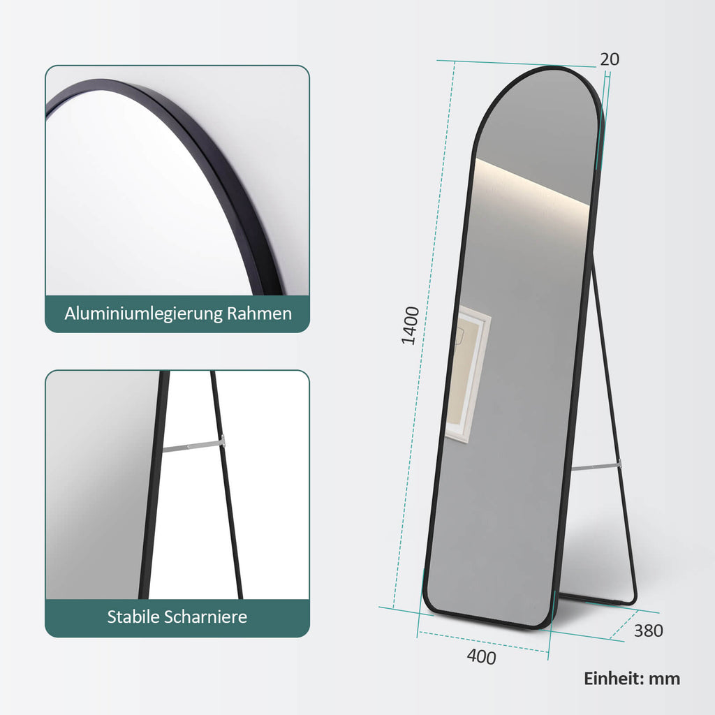 Ganzkörperspiegel Mit Garderobe 164cm - 360° Drehbar Massivholz