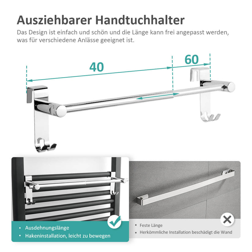 Ausziehbarer Handtuchhalter B04 - Chrom - Bild 15