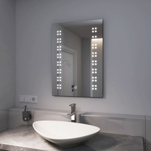 LM07 LED-Spiegel, Kleiner Badezimmerspiegel, Anti-Beschlag, Touch-Taste,  energiesparend
