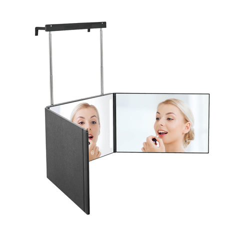 360 Grad Spiegel mit LED: 360 Grad Spiegel zum Aufhängen, Transplant  Rasierspiegel mit Schürze, 3-Wege-Spiegel mit Halterungen, Klappspiegel zum