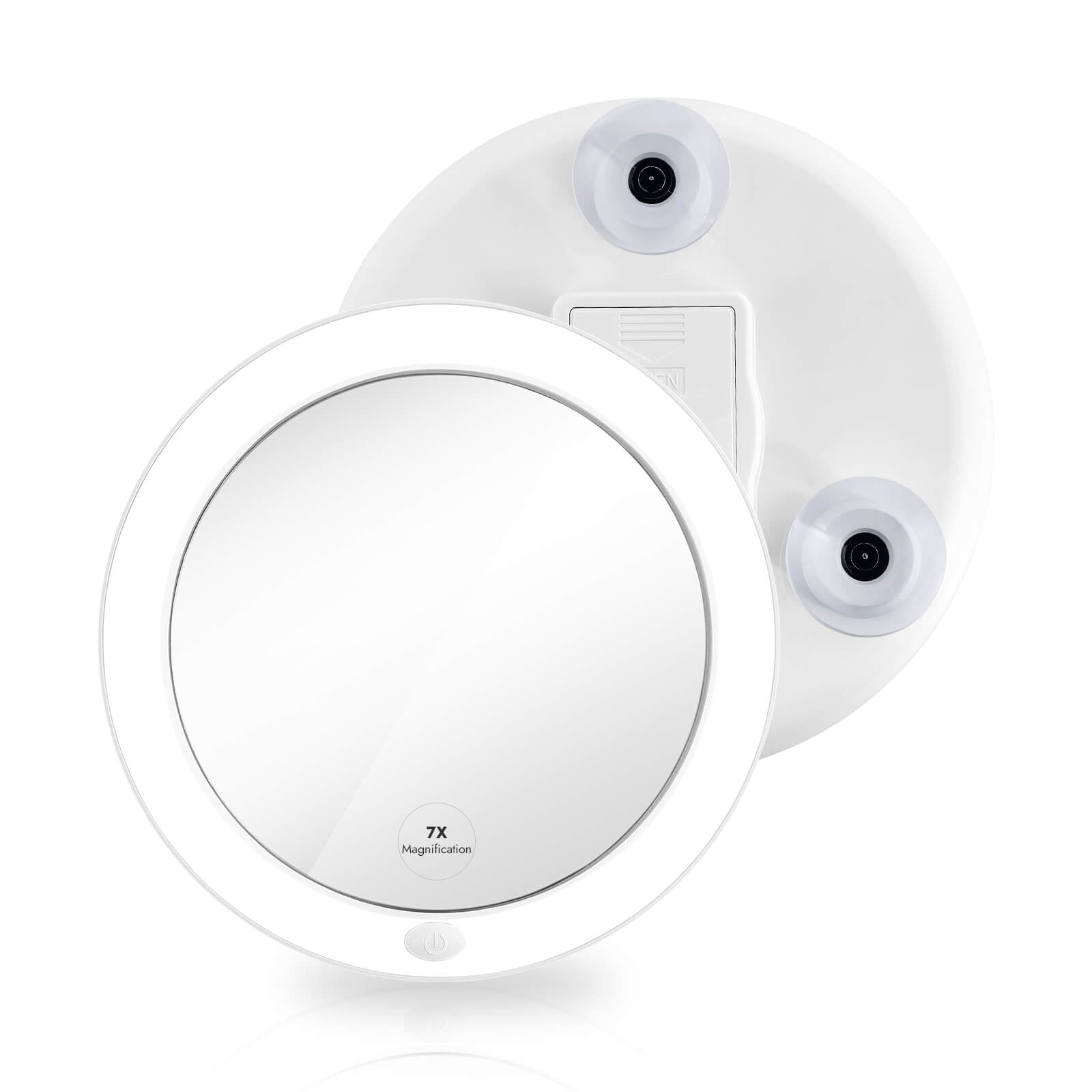 Kosmetikspiegel mit LED-Beleuchtung, 5-/7-facher Vergrößerung & Saugnapf-Befestigung