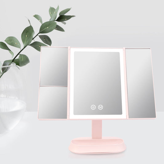 Klappbarer LED-Kosmetikspiegel mit 5x/7x Vergrößerung
