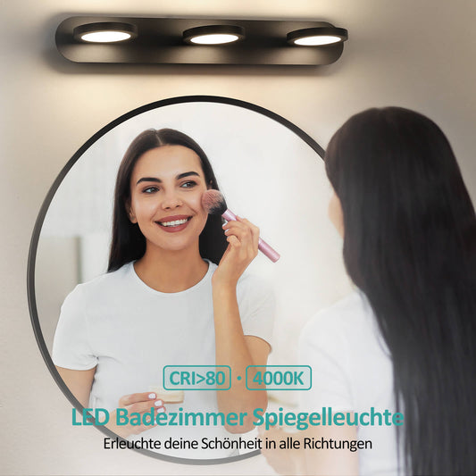 LED Spiegelleuchte mit 360° drehbaren Köpfen & warmweißem Licht, IP20