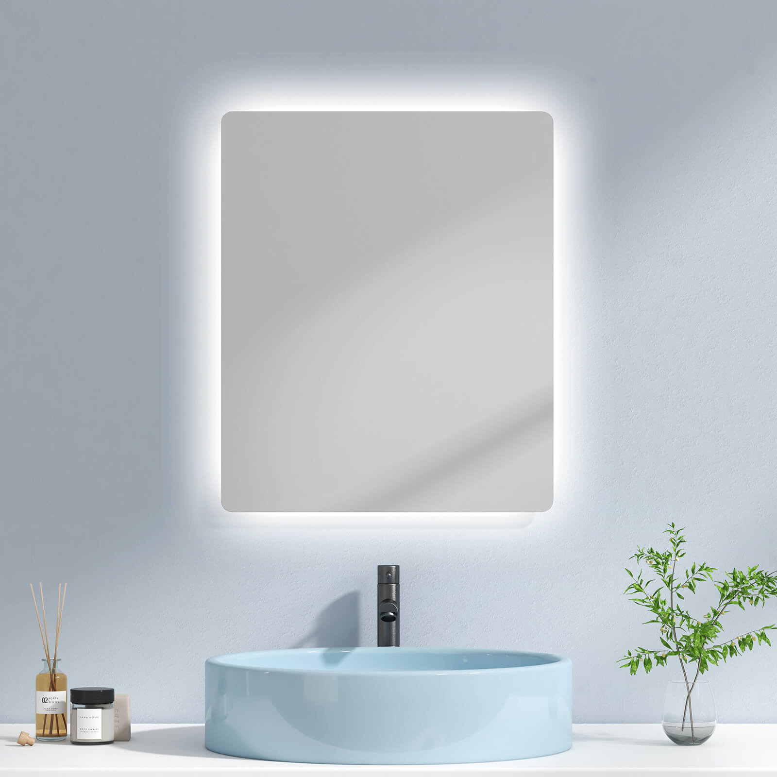 Echteckiger Badspiegel mit integrierter LED-Beleuchtung