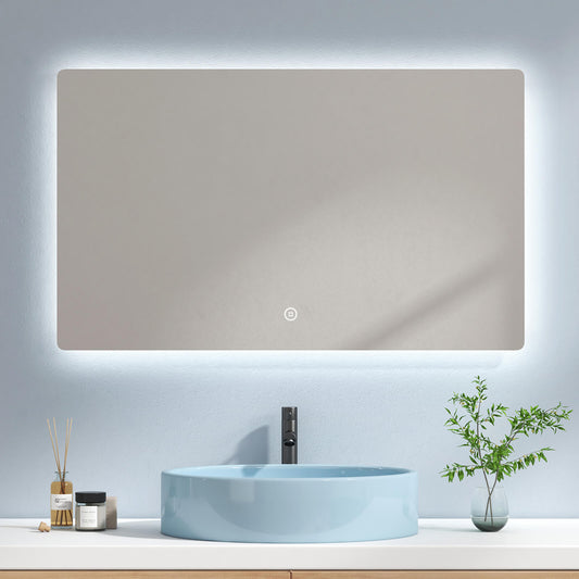EMKE Badspiegel "LM09" Badezimmerspiegel mit integrierter Beleuchtung und vielseitigen Funktionen, rechteckig