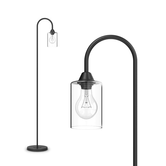 Stehlampe mit Glasschirm, Fußschalter & E27-Fassung