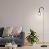 Stehlampe mit Glasschirm, Fußschalter & E27-Fassung