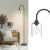 Stehlampe mit Glasschirm, Fußschalter & E27-Fassung