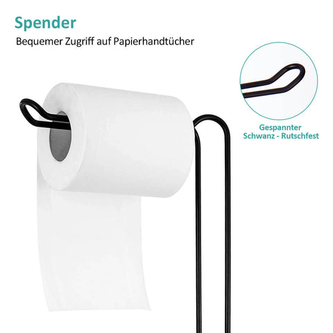 Toilettenpapierhalter Stehend ohne Bohren für Mehrere Rollen (Schwarz) I